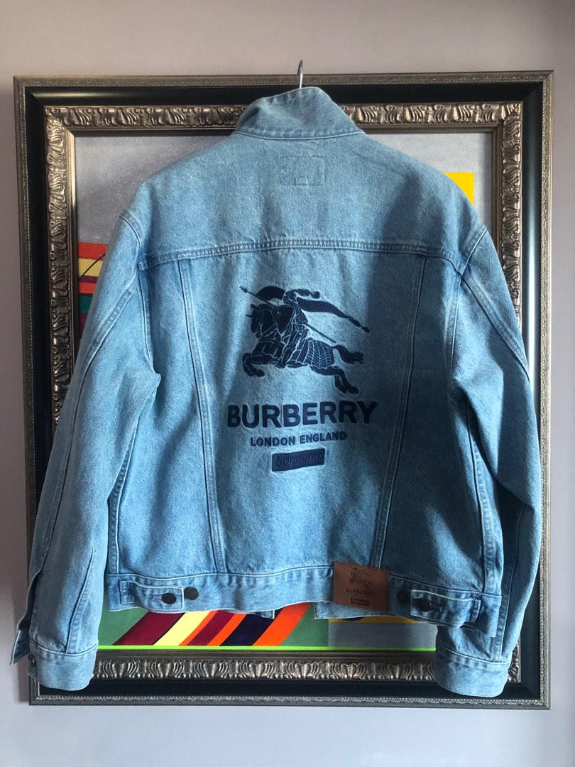 Burberry/Supreme denim work jacket in use : r/supremeclothing