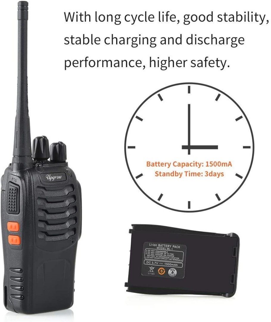  Rechargeable Walkie Talkies for Adults, Long Range 5 Miles Two  Way Radios, Rechargeable Battery,Charging Dock,Flashlight,for Camping  Hiking Hunting Security Hotel Yellow : Everything Else