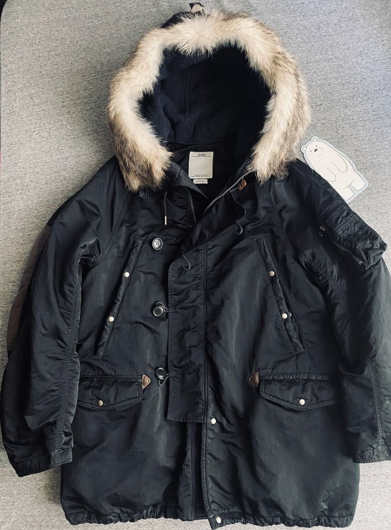 visvim valdez coat wool pile coyote fur natural dye size 1 black