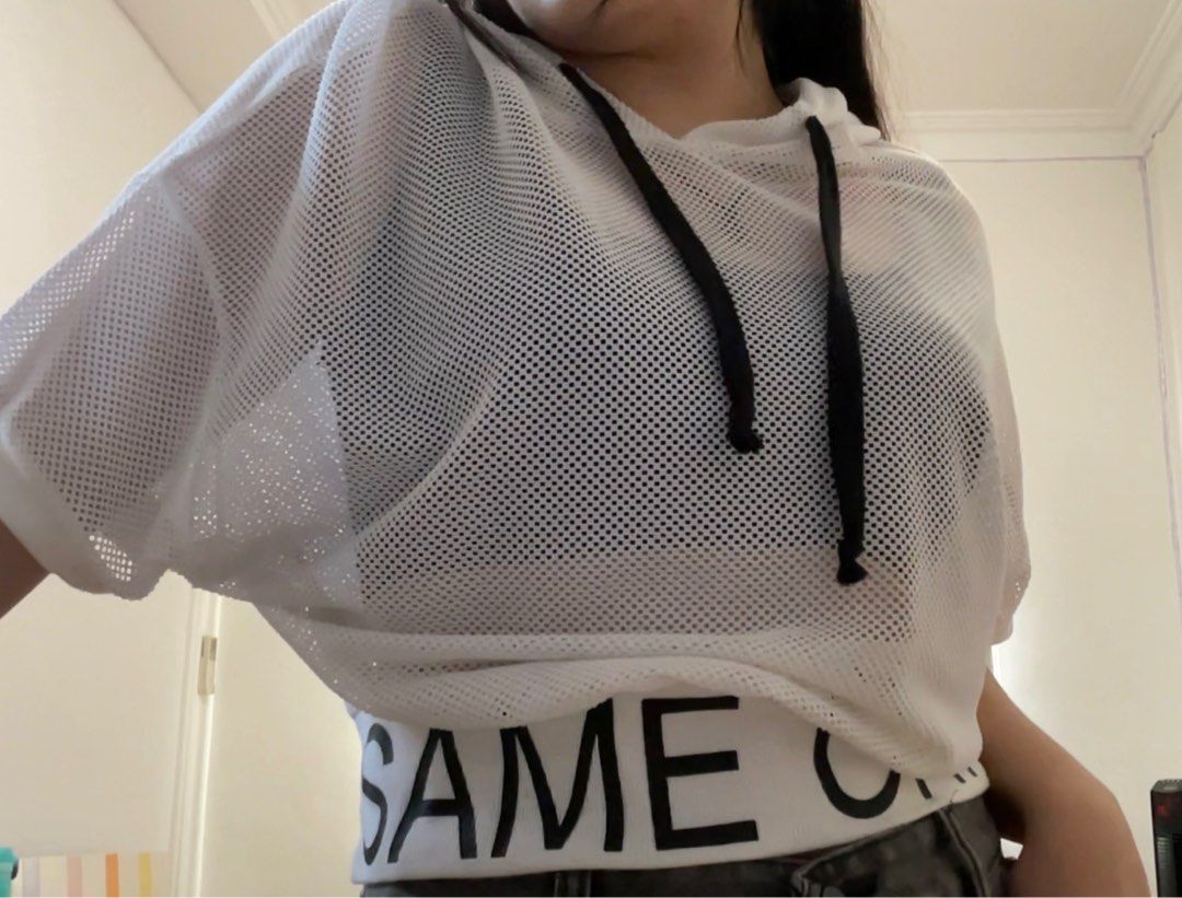 White mesh clearance hoodie women's