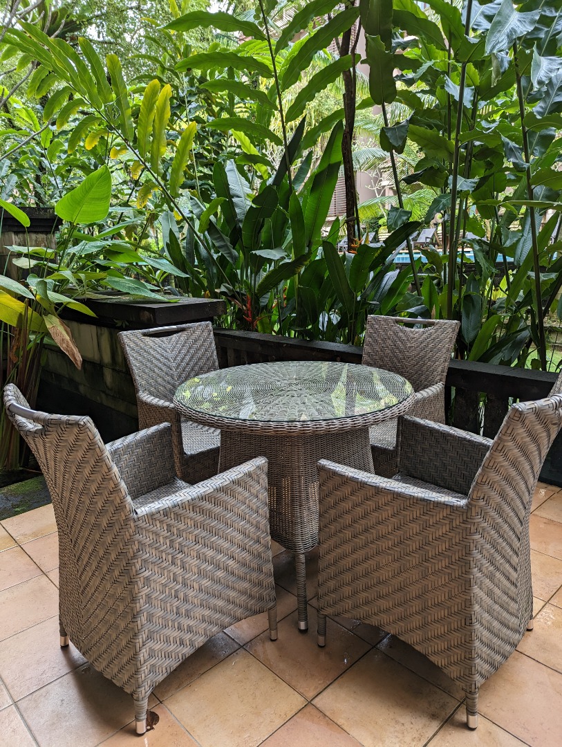 Wicker Outdoor Dining Table and Chairs, Furniture & Home Living