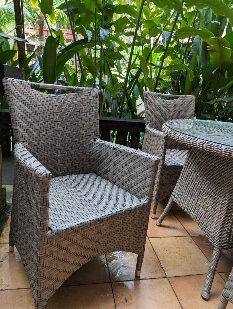 Wicker Outdoor Dining Table and Chairs, Furniture & Home Living