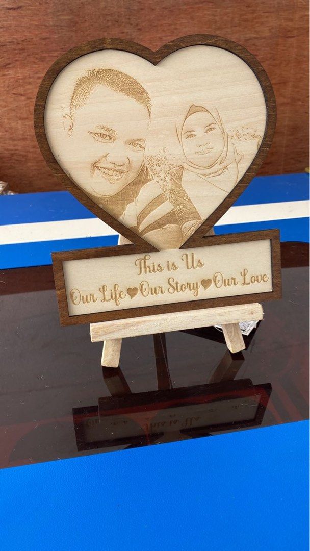 Wood engraved potret frame 17cm x 19cm, Furniture & Home Living, Home