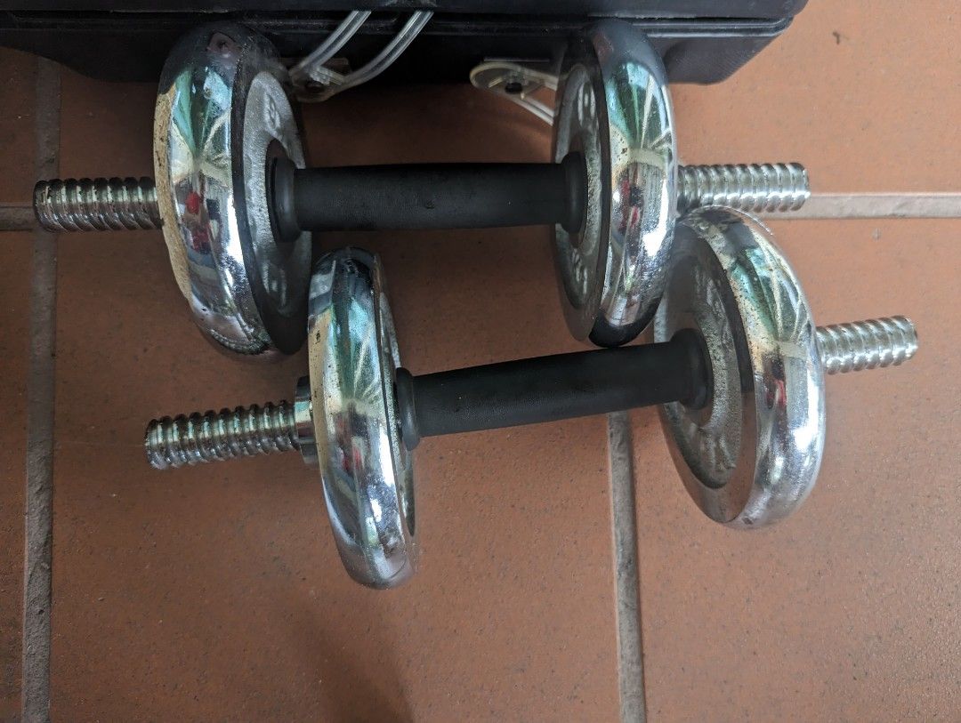 York 20kg black cast iron clearance dumbbell spinlock set in case