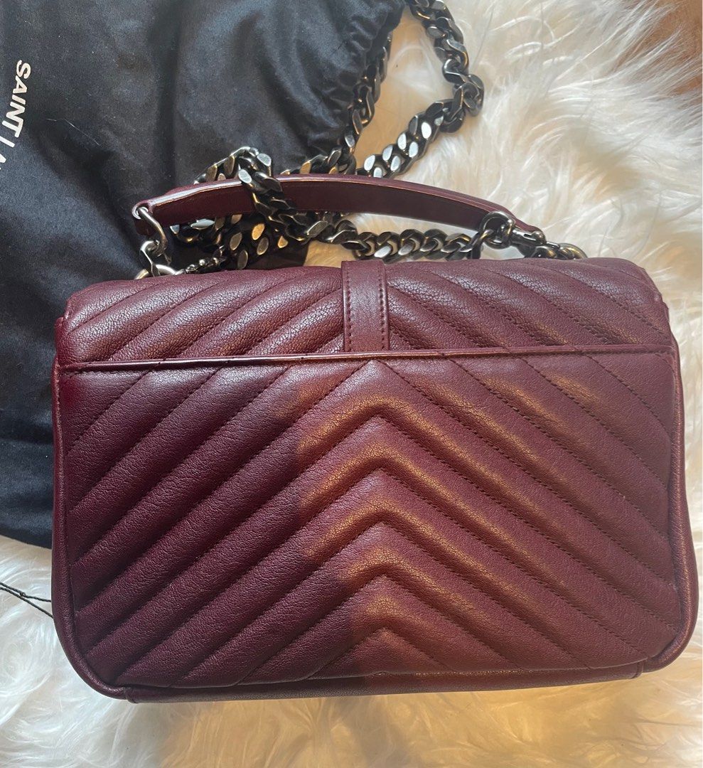 Ysl college bag burgundy top