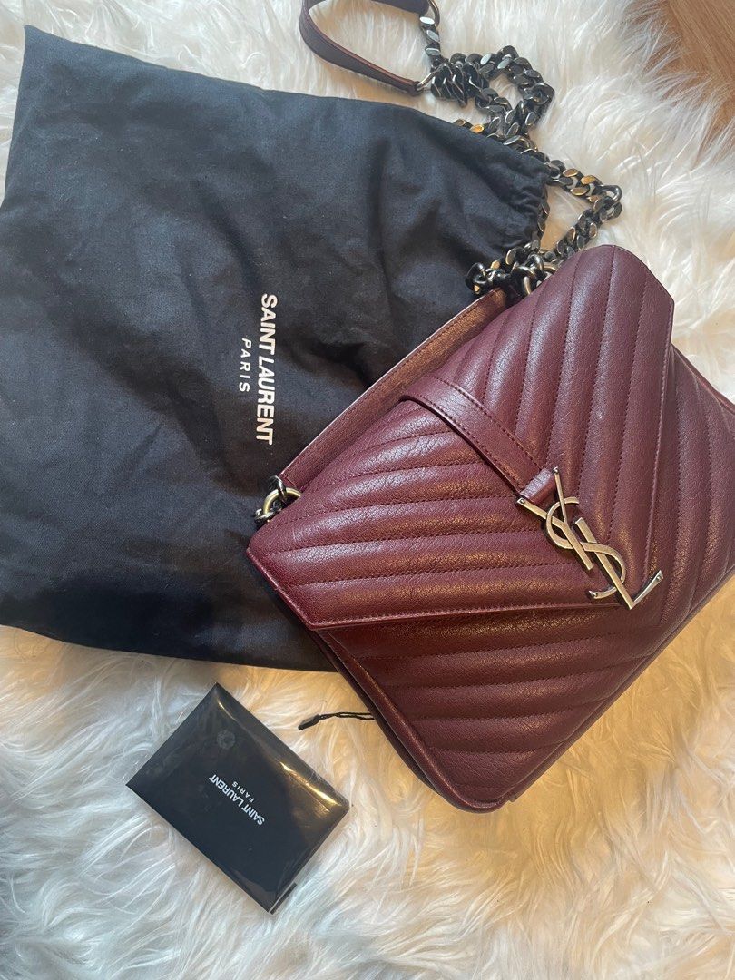YSL College Medium in Burgundy, Women's Fashion, Bags & Wallets