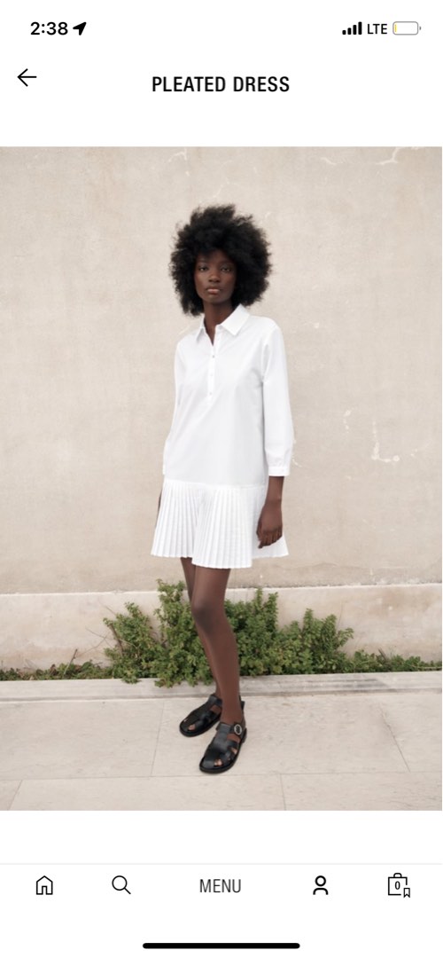 Zara pleated sales dress white