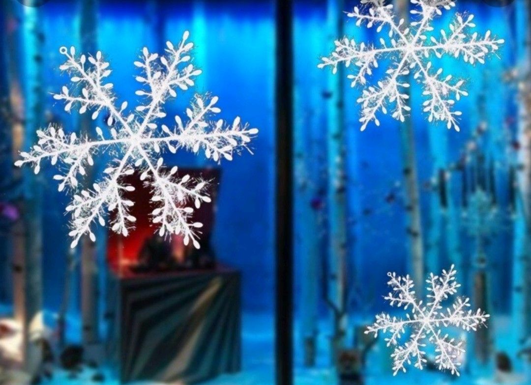 30pcs Plastic White Snowflakes Ornaments Christmas Decorations Artificial  Snow