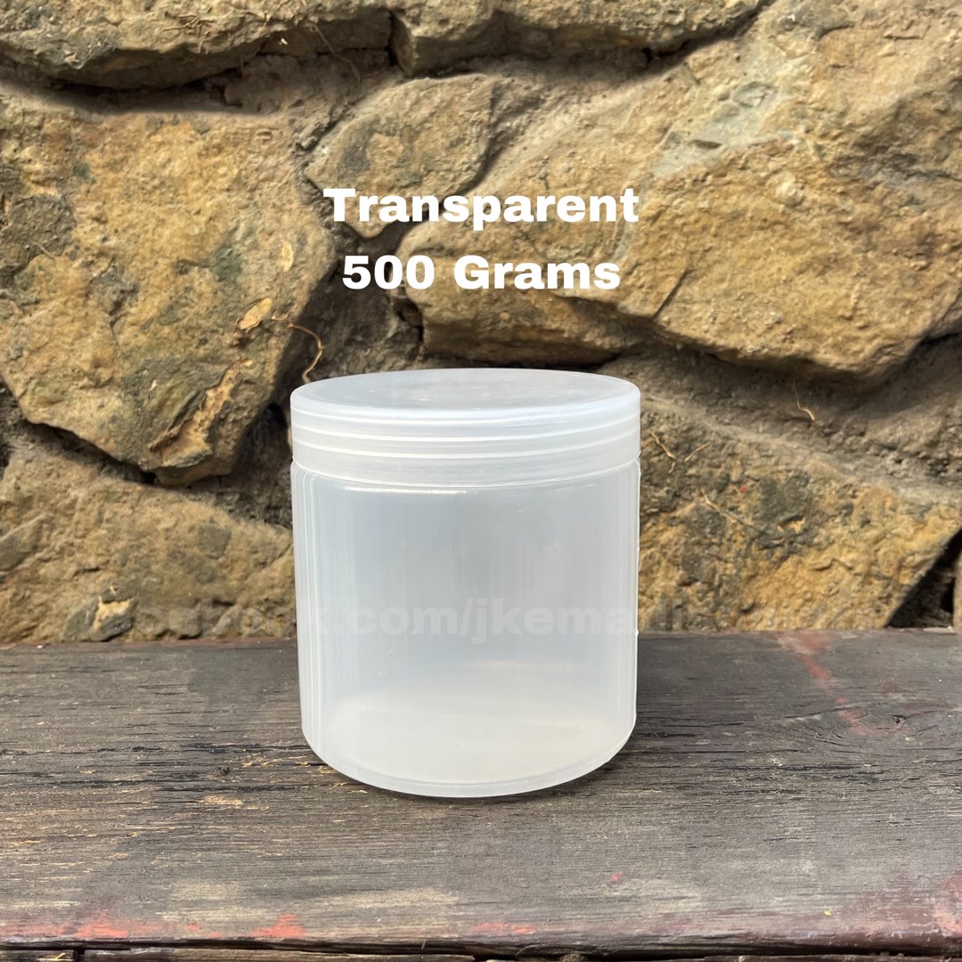 500g Cream Canister Cosmetic Jar Tub HDPE Clear Transprent, Furniture & Home Living, Kitchenware