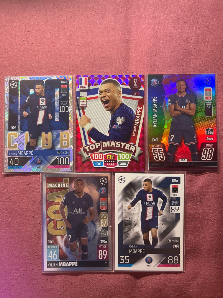 5張Panini & Topps Match Attax 法國國家隊&巴黎聖日耳門Kylian