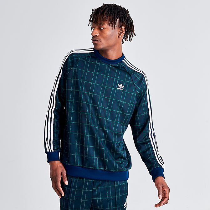 Adidas tartan cheap crewneck sweatshirt