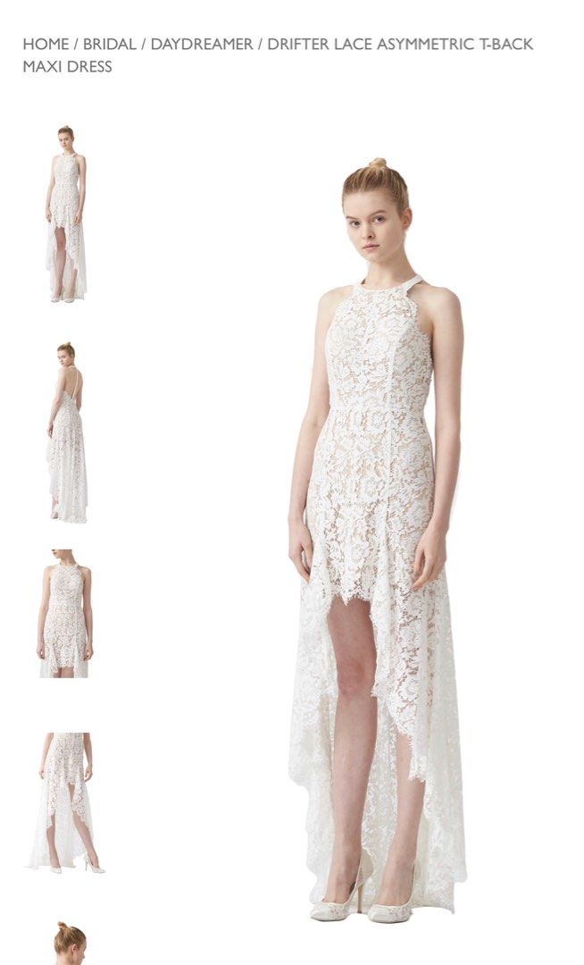 Aijek drifter lace asymmetric t back maxi dress