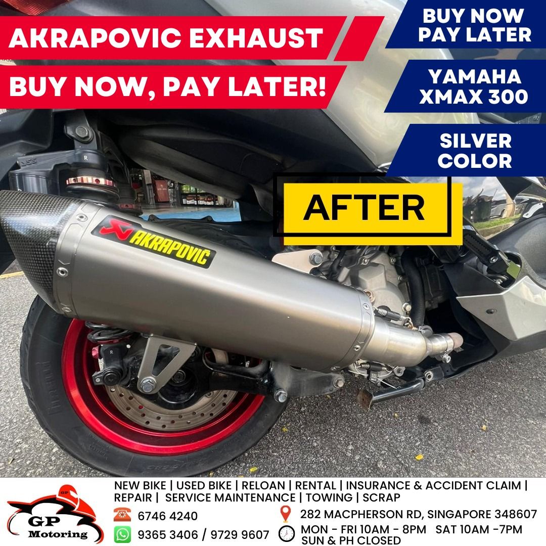 AKRAPOVIC EXHAUST LTA APPROVED YAMAHA XMAX 300 BUY NOW PAY LATER