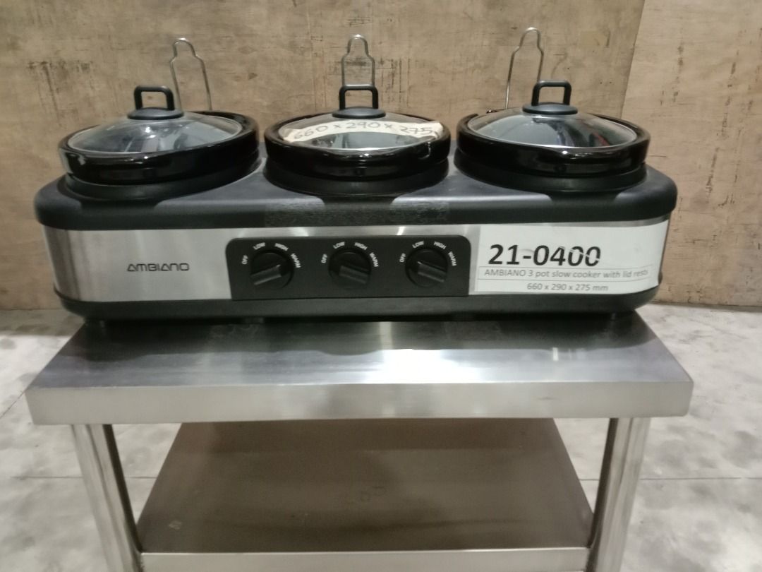 AMBIANO 3 pot slow cooker with lid rests