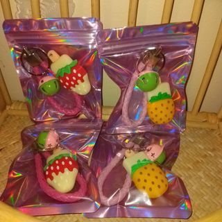 Bag/ key ring tags in holographic zip up bag