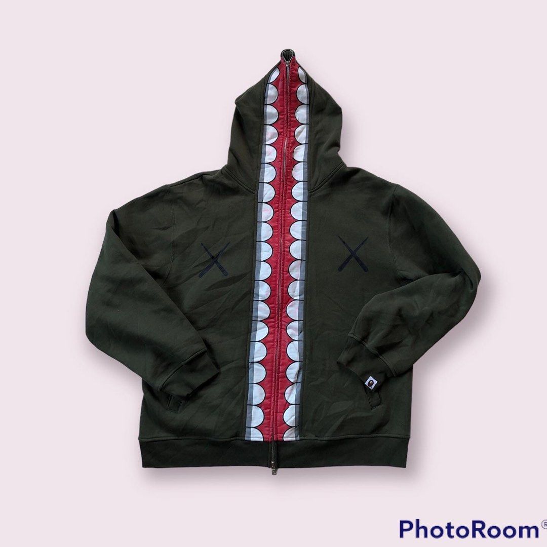 Bape x Kaws Zip Hoodie Olive Green, Men's Fashion, Coats, Jackets and  Outerwear on Carousell