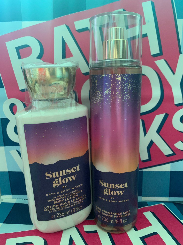 Bath and Body Works Sunset Glow Bundle Mist and Lotion, Beauty