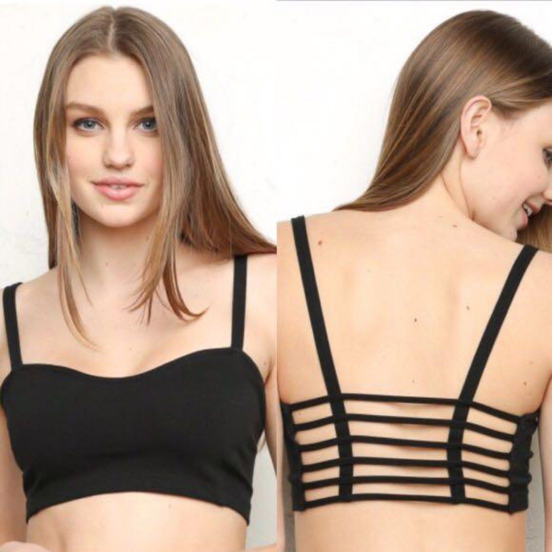 Brandy Melville Black Caged Cropped Bralette Top Women's Ladies Size S One  Size