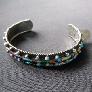 Bohemian Cuff with multi stone and rows of turquoise beads