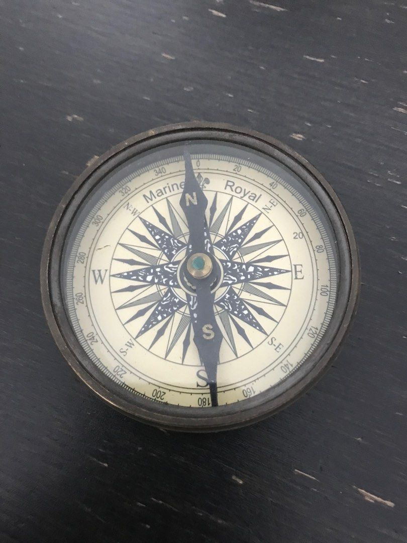 Brass Compass Robert Frost Poem with Leather Case The Road Not Taken