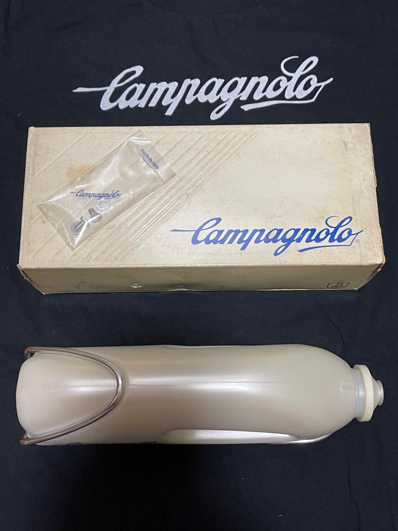 Bidon Vintage Campagnolo C Record Aero 0,5L Blanc + Cage à Bidon Biodynamica - Italie