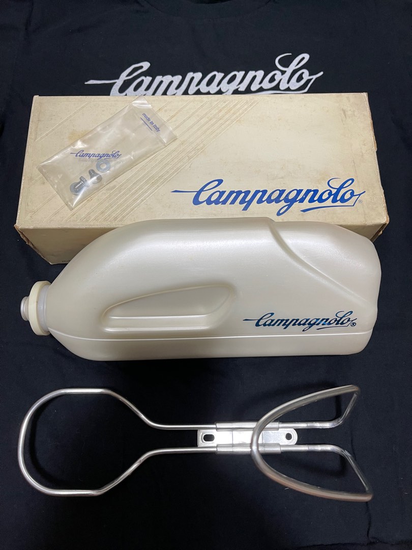 Bidon Vintage Campagnolo C Record Aero 0,5L Blanc + Cage à Bidon Biodynamica - Italie