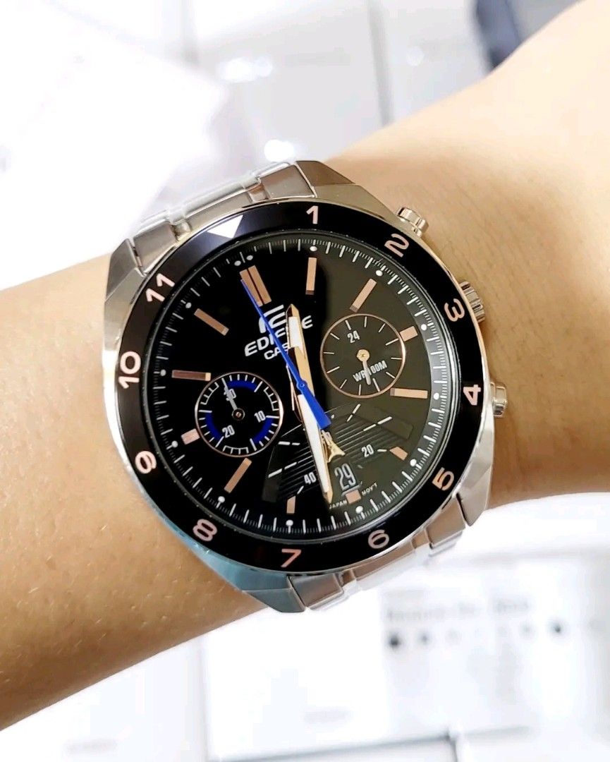 Casio Edifice EFV-590D-1AV Watch (Category: Men's Watches) located in Manila. Submitted by annafinds (Listing ID 1201565667, Image 1). Description: Casio Edifice Product Watch Color Black Case Shape Round Case Material Stainless Steel Gender Mens Movement Quartz Strap / Bracelet Stainless Steel Watches Category Fashion Watches Features Chronograph, Date Case Size 44 mm Water Resistance 100 meters Guaranteed Original/Authentic Moneyback Guaranteed