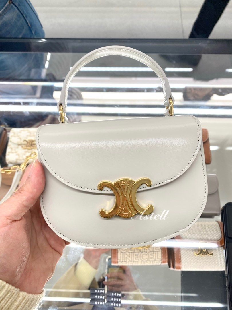 CELINE Triomphe Canvas MINI BESACE IN TRIOMPHE CANVAS AND CALFSKIN WHITE