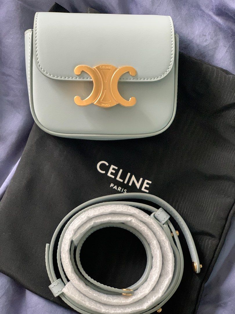 Celine, Bags, Celine Small Wallet Triomphe In Shiny Calfskin Ice Blue  Color