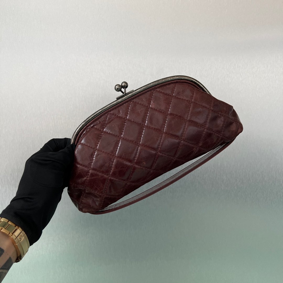Chanel Half Moon Kiss Lock Clutch, Luxury, Bags & Wallets on Carousell
