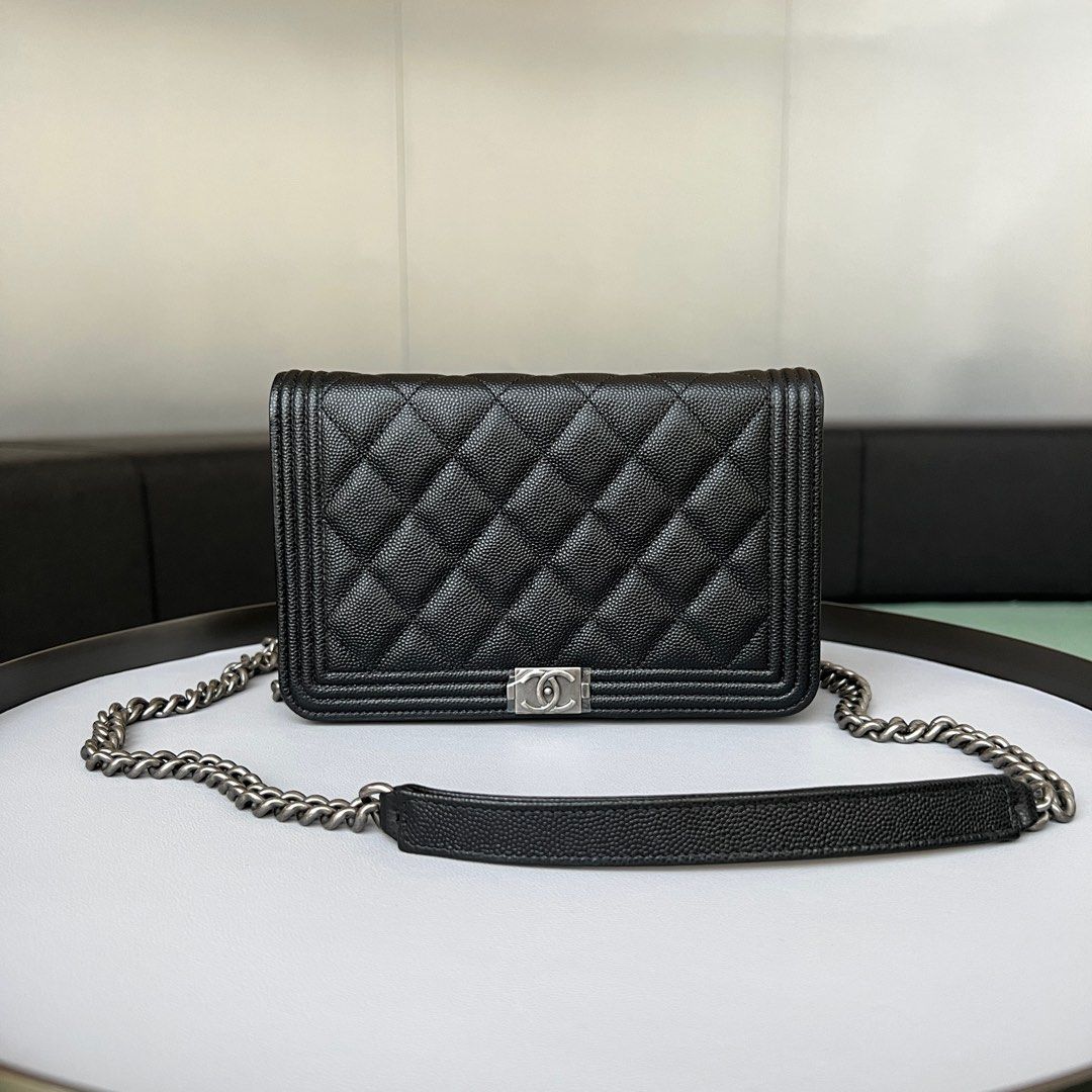 Chanel Le Boy Wallet On Chain Caviar