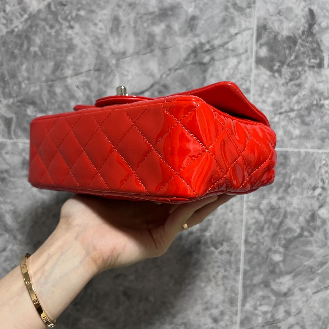 Chanel Mini Rectangular Classic Flap Patent Leather Red SHW No 19, Luxury,  Bags & Wallets on Carousell