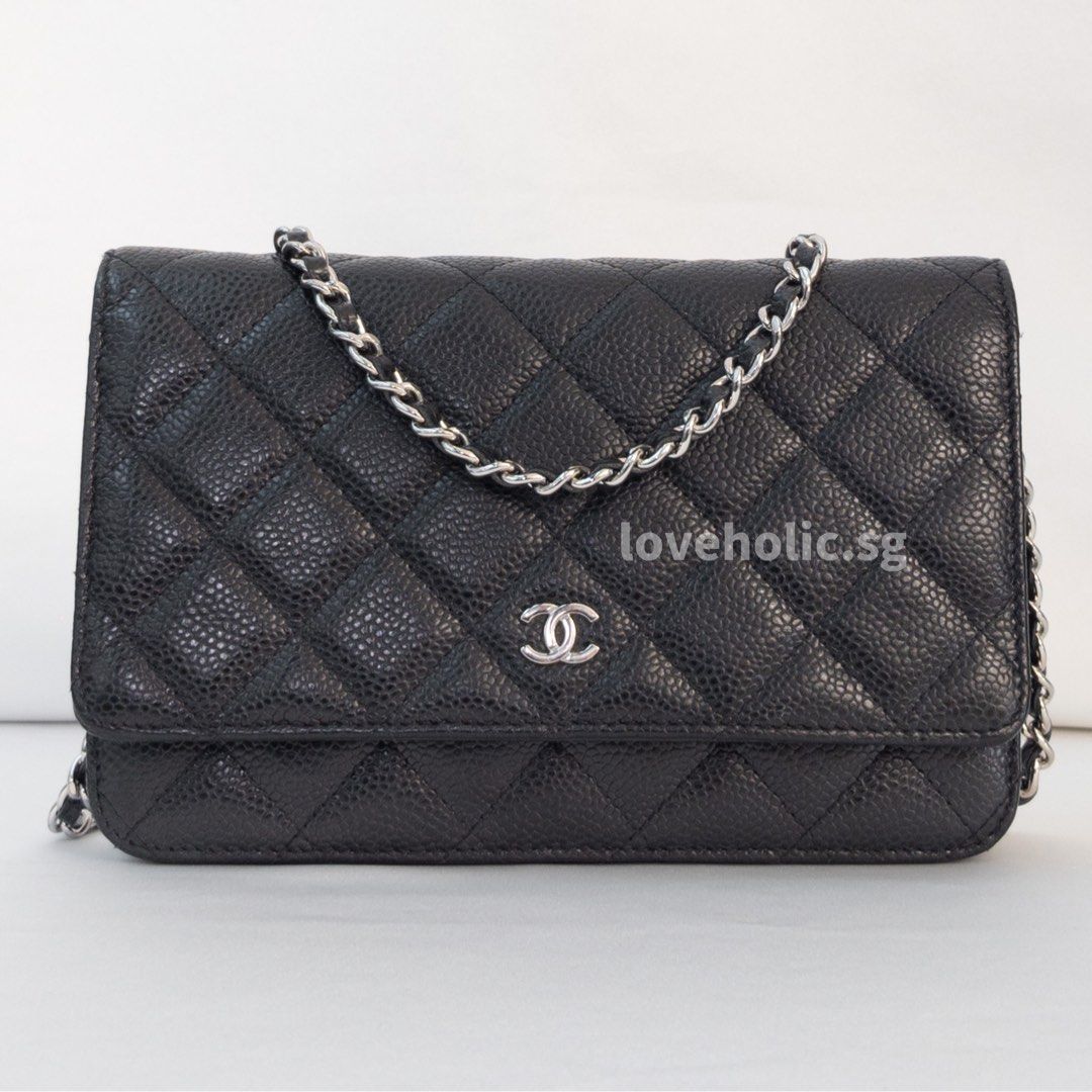 Chanel wallet on chain black caviar silver hardware online