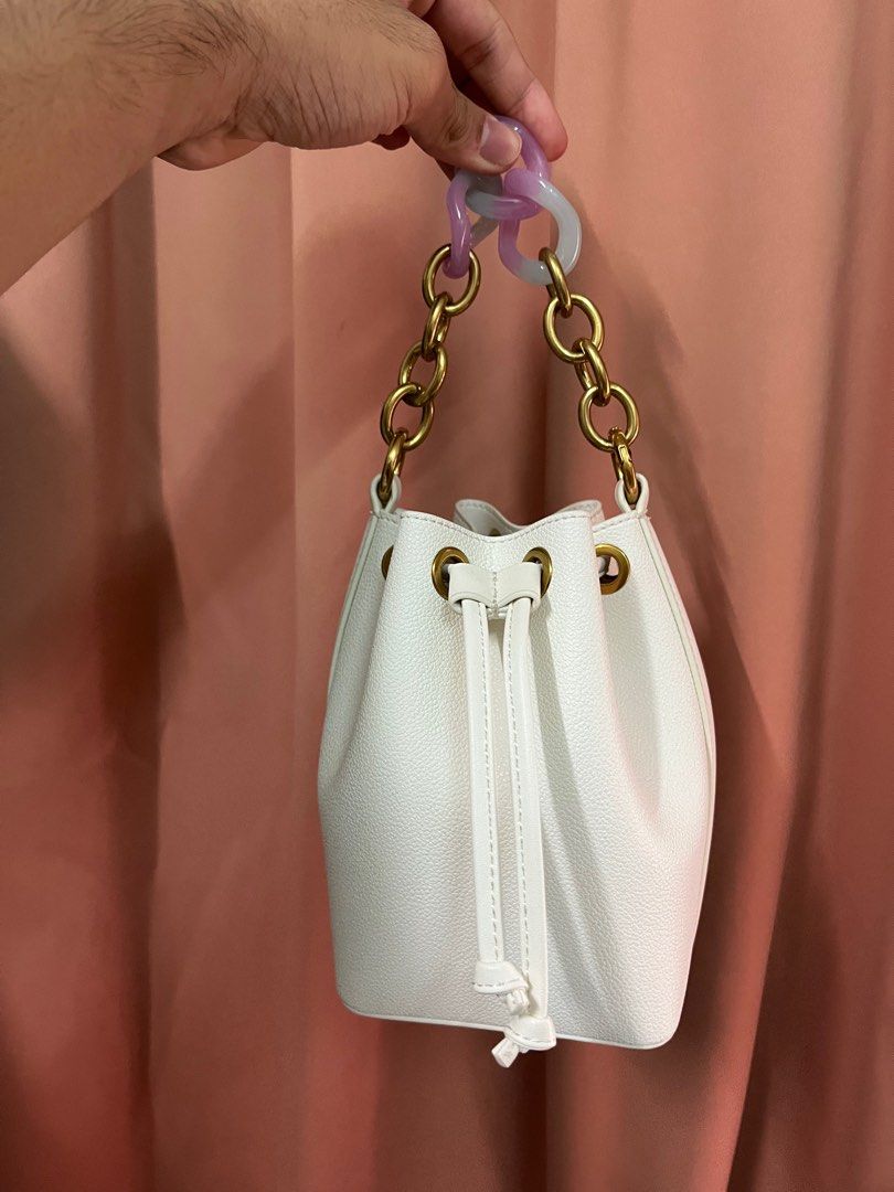 charles and keith Marlowe Chain Handle Drawstring Bucket Bag