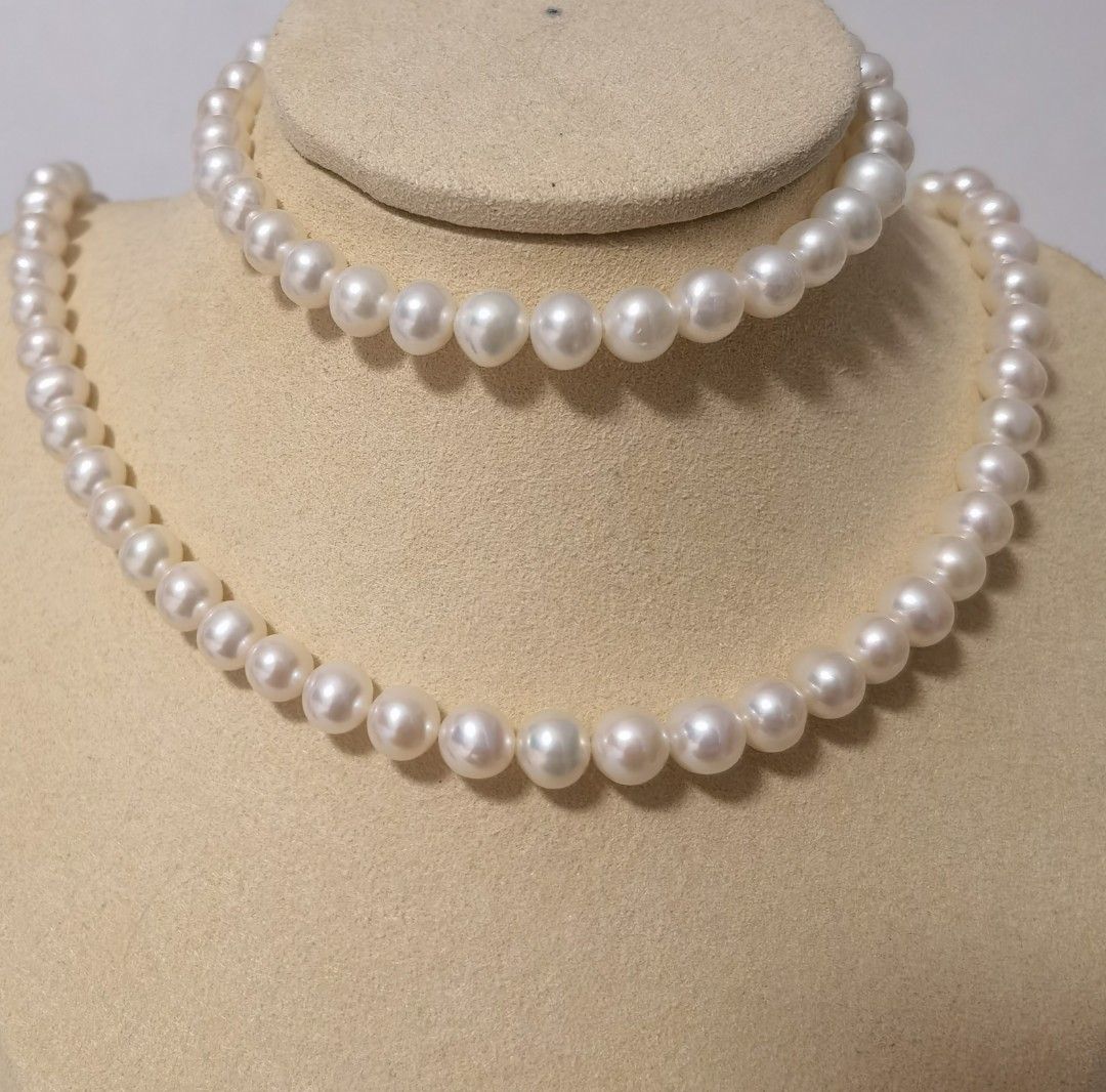 Christmas gift set genuine pearl necklace bracelet earrings