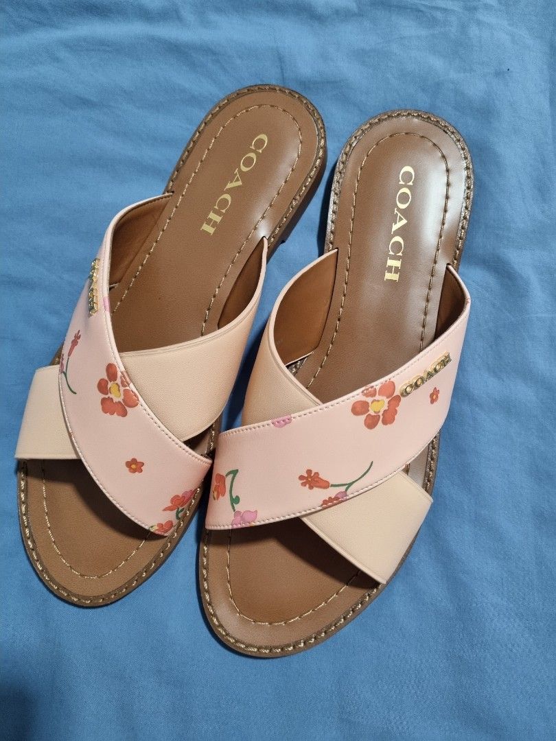 Coach Floral Pink Flat Sandals Never Worn, Luxury, Sneakers & Footwear on  Carousell