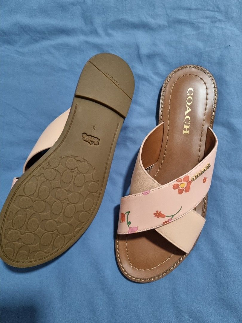 Coach rivet tea deals rose slide sandal
