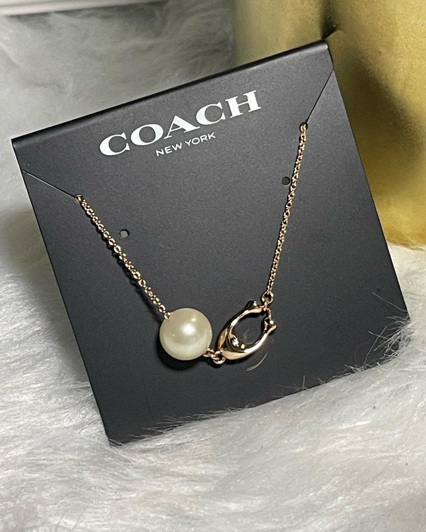 COACH® | Signature Heart Pendant Pearl Choker Necklace