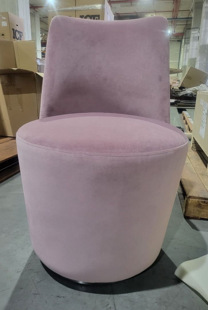 Crate & Barrel SWEET Ofelia Dusty Pink Velvet Swivel Dining Chair
