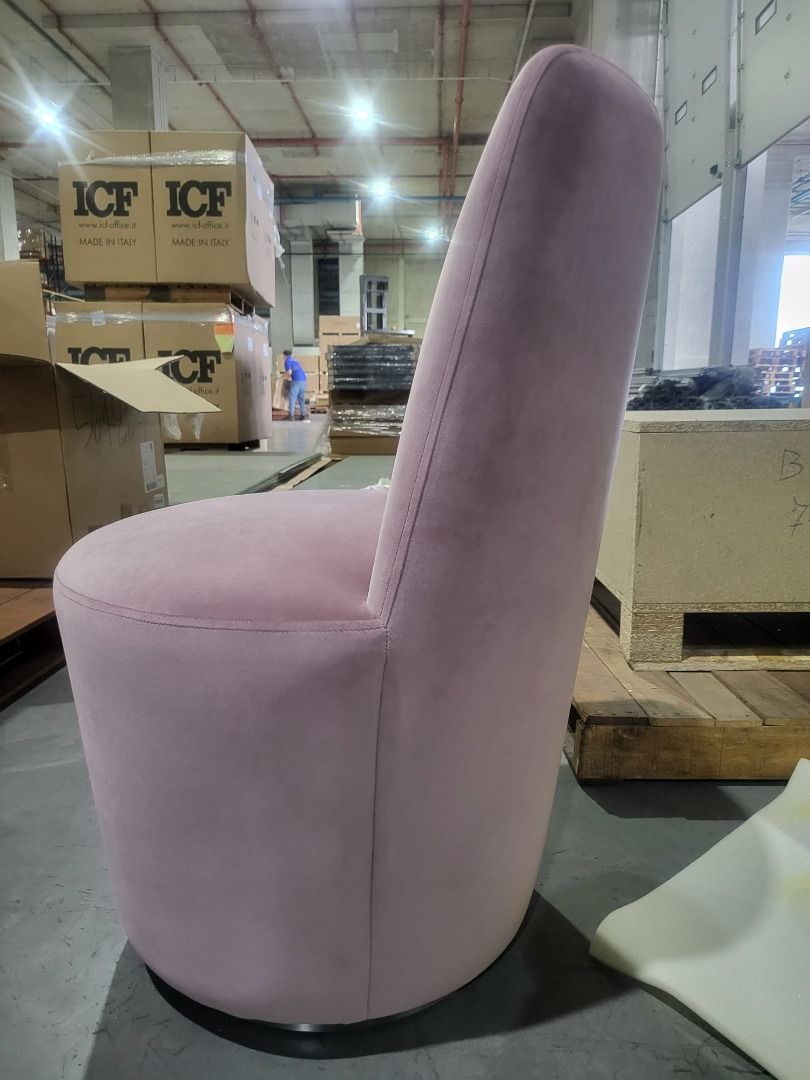 Crate & Barrel SWEET Ofelia Dusty Pink Velvet Swivel Dining Chair