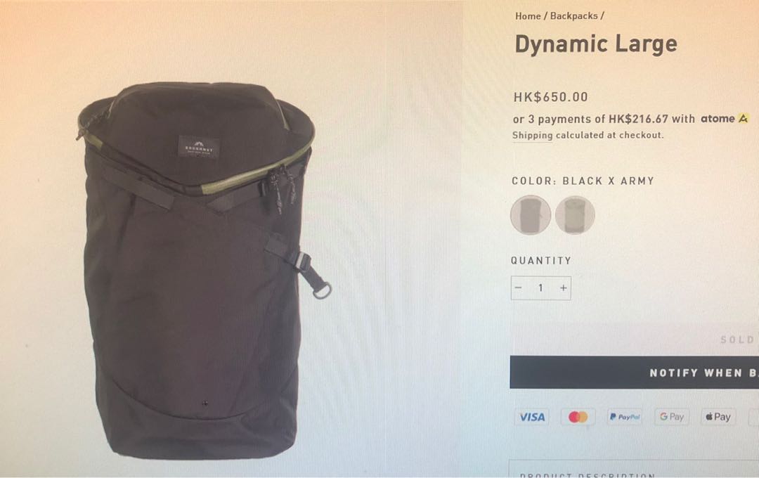 Doughnut Dynamic Large Backpack (22L in Black), 男裝, 袋, 背包 Carousell