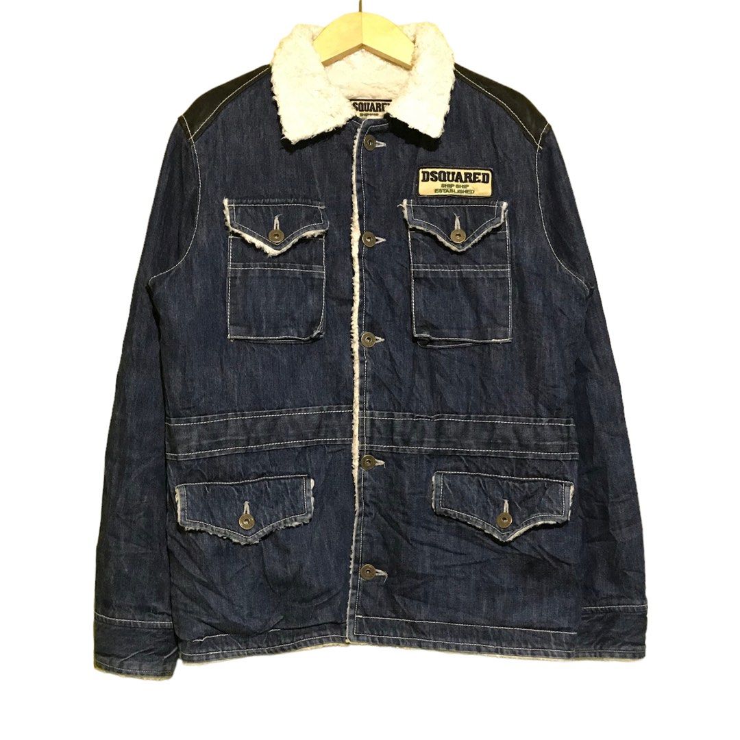 Samta Dsquared Patch Denim Jacket Leather Dsquared Toppe Giubbotto