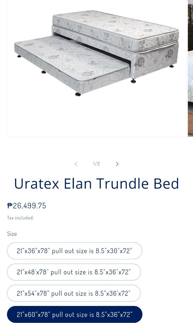 Elan Uratex Queen Size Trundle Pullout Bed Used, Furniture & Home