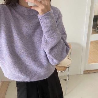 Feel sweet 粉紫親膚微立領毛衣💟