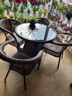Grass table & Rattan chair set