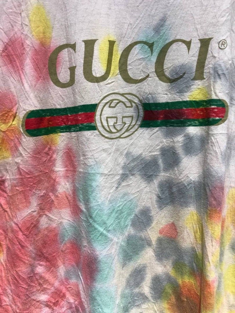 Gucci Logo Multicolored Dyed Tee, Luxury, Apparel On Carousell