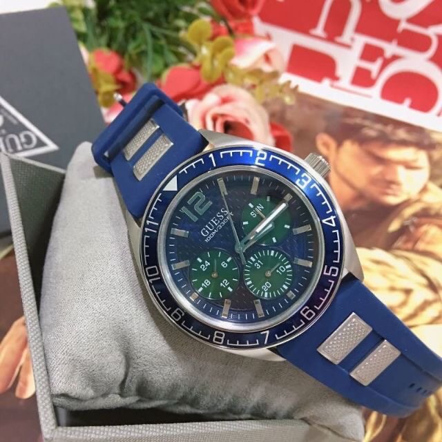 Guess Pacific W1167G1 Blue Silicon Sport Men s Watch Men s