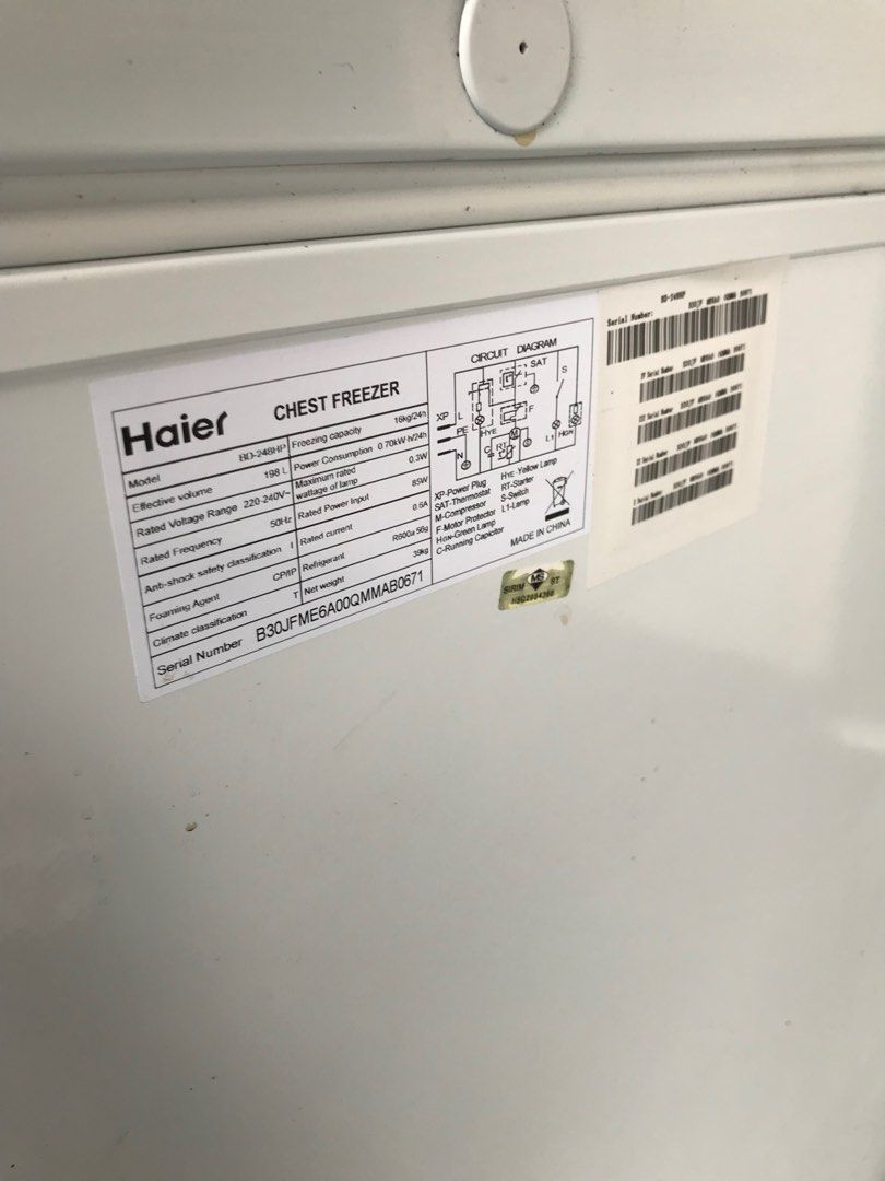 Haier Chest Freezer 198L (used), TV & Home Appliances, Kitchen