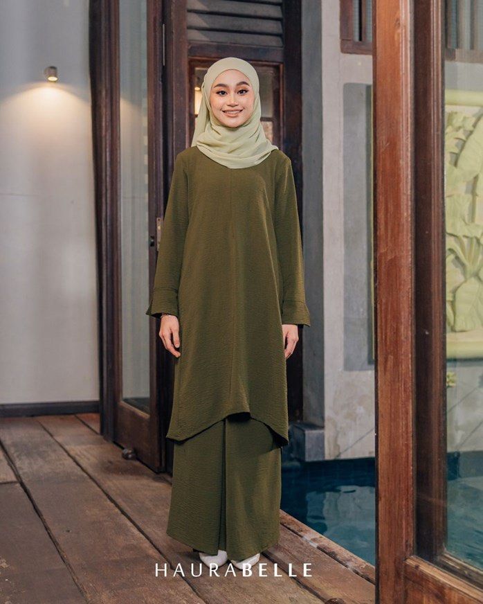 Kapas Kurung Moden (Dark Olive)