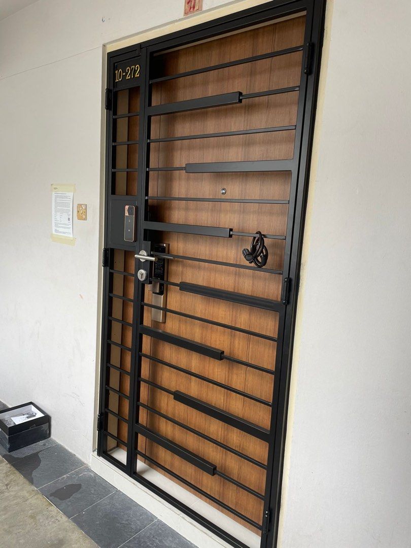 HDB MAIN LAMINATED DOORS / MILD STEEL METAL GATES / DIGITAL LOCKS